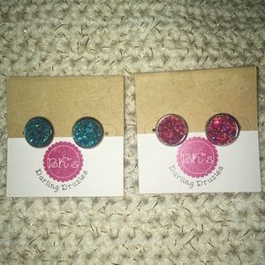 Faux Druzy Earrings-Set of 2 pairs.  Brand new!
